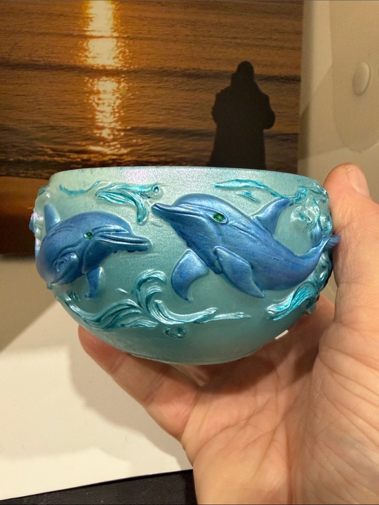 Handmade Other - Decorative Turquoise Blue Dolphin Resin Bowl